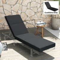 Outsunny Chaise Lounge Cushion, 4" Thick Outdoor Lounge Chair Cushion with Ties for Patio, 21" x 72 ", Gray(m-8)