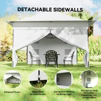 Outsunny 12 x 12 ft Pop Up Canopy Tent with Peak Top, UPF50+ 420D Outdoor Instant Canopy Shelter with Side Pockets, Silver(m-6)