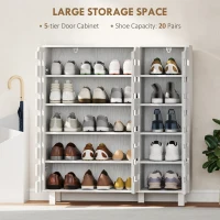 HOMCOM Shoe Cabinet, 20 Pair Shoe Storage Cabinet with Hollowed-Out Doors, White(m-4)