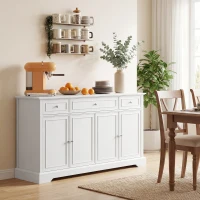 HOMCOM Sideboard Buffet Cabinet, 54" Kitchen Storage Cabinet with Soft-Close Doors, 3 Drawers and 2 Adjustable Shelves, White(m-8)