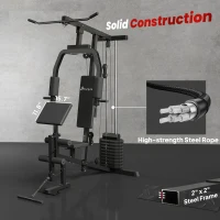 Soozier Multifunction Home Gym System, Workout Station with 99Lbs Weight Stack, for Full Body Exercise(m-6)