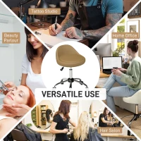 HOMCOM Salon Stool, Adjustable Rolling Stool, Light Brown(m-7)