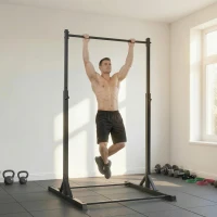 Soozier Portable Pull Up Station, Height Adjustable Pull Up Bar with 8 Levels for Home Gym Strength Training, 440LBS Capacity(m-10)