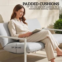 Outsunny 2 Piece Patio Furniture Set, Outdoor Loveseat Sofa Set with Thick Cushions and Coffee Table for Porch Garden, Light Grey(m-5)