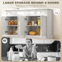 HOMCOM Sideboard Buffet Cabinet, 54" Kitchen Storage Cabinet with Soft-Close Doors, 3 Drawers and 2 Adjustable Shelves, White(m-4)