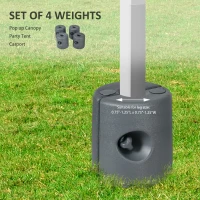 Outsunny HDPE Tent Weights Set of 4, Canopy Weights, Filled with Water or Sand, 106 LBS, Light Grey(m-4)