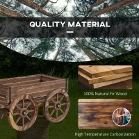 Outsunny Raised Garden Bed, Wooden Wagon Planter Boxes with Drainage Holes, for Vegetables Flowers Herbs, Carbonized(m-6)