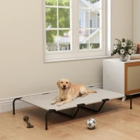 PawHut Elevated Dog Bed, Outdoor Dog Cot, Raised Dog Bed for Large Dogs with Breathable Mesh, Beige(m-7)