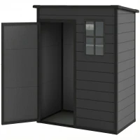 Outsunny 5 x 3FT Garden Shed with Floor, Outdoor Storage Shed with Lockable Door, Window and Vent for Backyard, Patio, Dark Grey(m-2)
