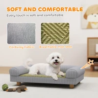 PawHut Pet Sofa, Dog Couch Bed for Small Dogs, Elevated Pet Sofa with Solid Feet for Indoor Kittens, Grey(m-4)