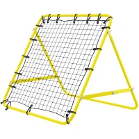 HOMCOM Volleyball Rebounder Net Football Training Aid Kickback Target Play Yellow(m-2)