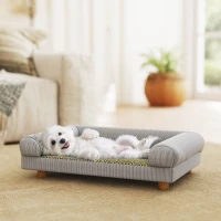 PawHut Pet Sofa, Dog Couch Bed for Small Dogs, Elevated Pet Sofa with Solid Feet for Indoor Kittens, Grey(m-9)