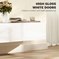 HOMCOM Floating TV Stand with Storage Cupboards for 45, 55, 65in TVs, Wall Mounted TV Console Entertainment Unit, White(m-6)