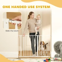 PawHut 30"- 45" Easy Install Pet Gate w/ Door & Double Locking System, Extra Wide Dog Gate for Stairs, Hallways, White(m-5)