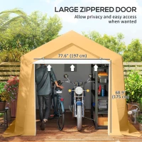 Outsunny 10' x 10' Outdoor Storage Shed Portable Garage with Roll-up Door for Motorcycle, Bike, Garden Tools, Beige(m-6)