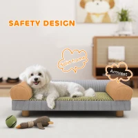 PawHut Pet Sofa, Dog Couch Bed for Small Dogs, Elevated Pet Sofa with Solid Feet for Indoor Kittens, Grey(m-5)