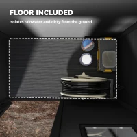 Outsunny 5 x 3FT Garden Shed with Floor, Outdoor Storage Shed with Lockable Door, Window and Vent for Backyard, Patio, Dark Grey(m-5)