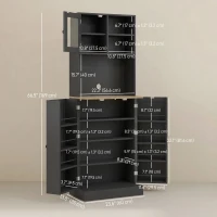 HOMCOM 66.5" Tall Kitchen Pantry Cabinet, Kitchen Hutch, Microwave Cabinet with Adjustable Shelves for Dining Room, Black(m-3)