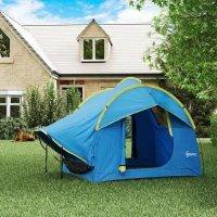 Outsunny 3000mm Waterproof SUV Tent, Car Tent with 3 Doors and Mesh Window, for 5-6 Person Camping Travel, Blue and Orange(m-10)