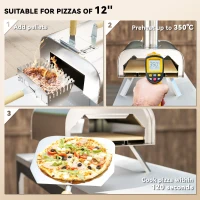 Outsunny Outdoor Pizza Oven, Portable Wood Pellet Pizza Oven with Pizza Stone and Peel, Foldable Legs, Chimney(m-4)