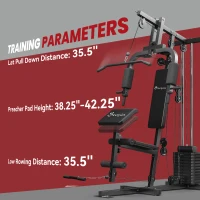 Soozier Home Gym Equipment Weight Training Machine, Multifunction Workout Machine with 143lbs Weight Stack for Full Body Workout and Strength Training, Black(m-7)