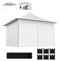 Outsunny 12 x 12 ft Pop Up Canopy Tent with Peak Top, UPF50+ 420D Outdoor Instant Canopy Shelter with Side Pockets, Silver(m-2)