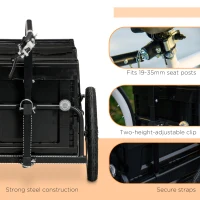 Aosom Steel Trailer for Bike, Bicycle Cargo Trailer with Foldable Storage Box and Safe Reflectors, Max Load 88LBS, Black(m-9)