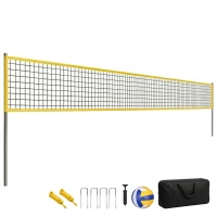 Soozier 31ft Portable Volleyball Net Set with Adjustable Height Steel Poles, Volleyball, Boundary Line and Carrying Bag(m-11)