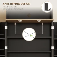 HOMCOM 66.5" Tall Kitchen Pantry Cabinet, Kitchen Hutch, Microwave Cabinet with Adjustable Shelves for Dining Room, Black(m-9)