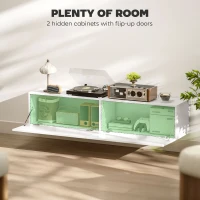 HOMCOM Floating TV Stand with Storage Cupboards for 45, 55, 65in TVs, Wall Mounted TV Console Entertainment Unit, White(m-5)