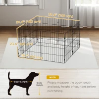 PawHut Foldable Metal Exercise Dog Playpen, Expandable Pet Fence Indoor Outdoor Use for Small Dogs, 20" x 24", 8 Panels, Black(m-3)