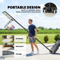 Soozier Basketball Hoop Stand Outdoor, 4.4–10 ft Single Hand Rotation Adjustable with Shatterproof Backboard & Weight Bag(m-7)