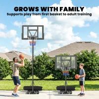 Soozier Basketball Hoop Stand Outdoor, 4.4–10 ft Single Hand Rotation Adjustable with Shatterproof Backboard & Weight Bag(m-9)