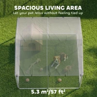 PawHut 7.5' x 7.5' x 5.6' Outdoor Dog Kennel Heavy Duty Galvanized Steel Chain Link with UV-resistant Roof, Silver(m-5)