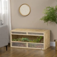 PawHut Reptile Terrarium, 58 Gallon Reptile Tank with Sliding Doors, Breathable Mesh for Bearded Dragon, Lizards, Snake(m-8)