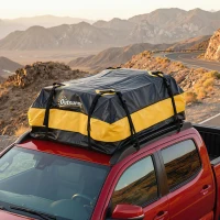 Outsunny Rooftop Cargo Carrier, 15 Cubic Feet Waterproof Soft-Shell Car Roof Storage Bag with Door Hooks, Anti-Slip Mat(m-10)