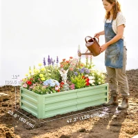 Outsunny Galvanized Raised Garden Bed, Outdoor Planter Box for Vegetables, Flowers, Herbs, 4' x 2' x 1', Light Green(m-3)
