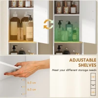 HOMCOM Tall Bathroom Storage Cabinet, Freestanding Bathroom Cabinet with Drawer, Adjustable Shelves, Open Compartment, White(m-6)