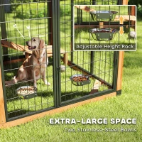 PawHut 7' x 5' Extra Large Dog House, Wood Outdoor Dog Kennel with Platform, Storage Cabinet for Large Breeds, Yellow(m-7)