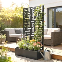 Outsunny Galvanised Raised Garden Bed with Trellis, 71" Tall Metal Planter Box with Privacy Screen and Drainage Holes(m-8)