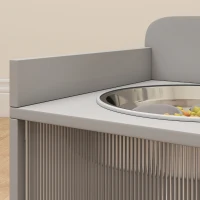 PawHut Elevated Dog Bowls with Storage, Raised Dog Bowl Stand with 2 Stainless Steel Bowl for Large Dogs, Gray(m-8)