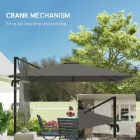 Outsunny 10 FT Patio Umbrella with Base, Outdoor Offset Cantilever Umbrella with Crank Handle and Tilt, 360° Rotation(m-10)