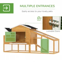 PawHut 79" Wooden Chicken Coop, Outdoor Hen House, Poultry Habitat with Removable Tray, Nesting Box, Run, Ramp, Brown(m-5)