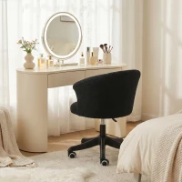 Vinsetto Armless Office Chair, Fluffy Computer Desk Chair with Adjustable Height, Swivel Wheels, Mid Back, Black(m-10)