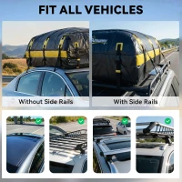 Outsunny Rooftop Cargo Carrier, 21 Cubic Feet Waterproof Soft-Shell Car Roof Storage Bag w/ Door Hooks, Reflective Arrows, Yellow(m-9)