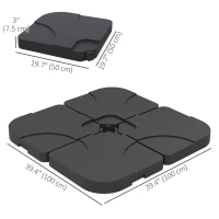 Outsunny 4pc Portable Umbrella Base Weights Garden Parasol Base Outdoor Patio Umbrella Stand Holder Weights, Black(m-3)