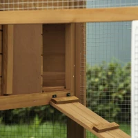 PawHut 79" Wooden Chicken Coop, Outdoor Hen House, Poultry Habitat with Removable Tray, Nesting Box, Run, Ramp, Brown(m-9)