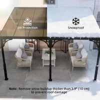 Outsunny 13' x 10' Lean to Gazebo, Hardtop Wall Mounted Outdoor Pergola with Polycarbonate Roof and Metal-Aluminium Frame(m-5)