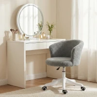Vinsetto Armless Office Chair, Fluffy Computer Desk Chair with Adjustable Height, Swivel Wheels, Mid Back, Grey(m-10)