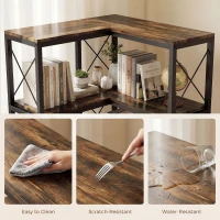 HOMCOM 5-Tier L-Shaped Bookshelf, Freestanding Bookcase with Metal Frame, Rustic Brown(m-7)